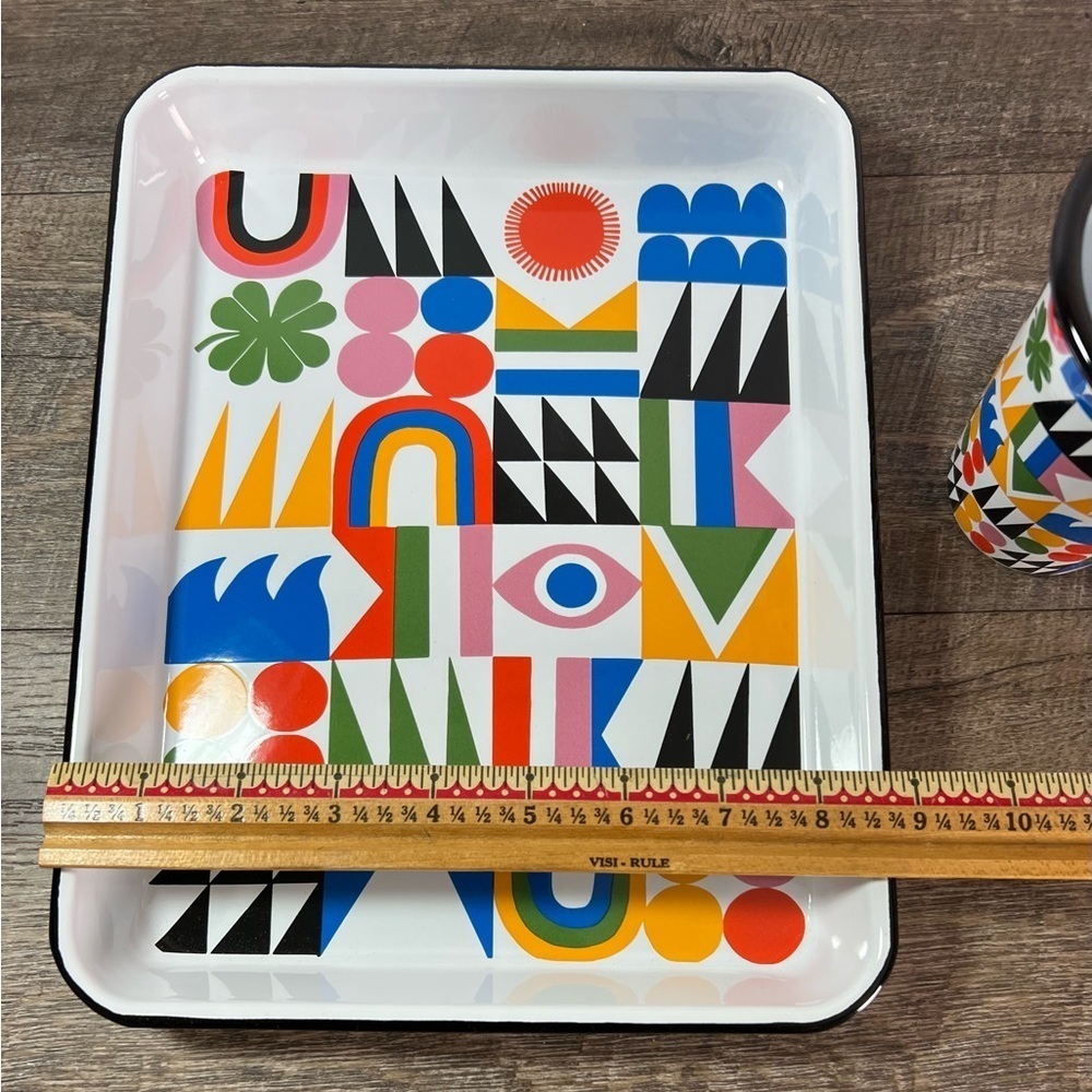 Lisa Congdon enamelware set Tray cups Brand New Crow Canyon art limited edition - Picture 7 of 11